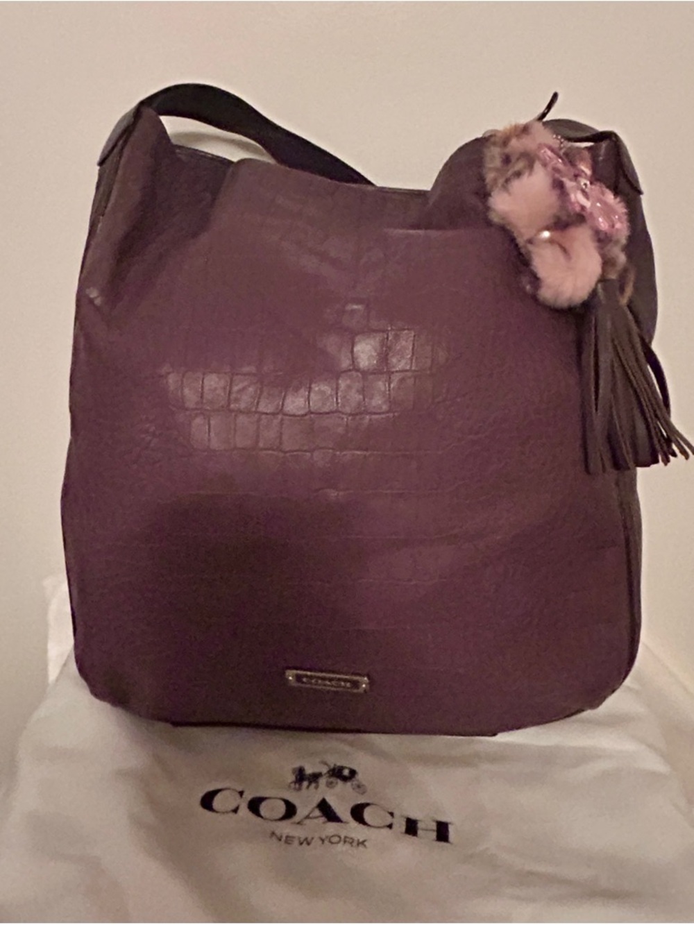 Coach Avery Embossed Croc Hobo Bag, Authentic Coach charm added. - Picture 8 of 13